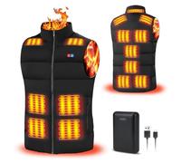 Rrtizan Gilet Riscaldato Uomo con Batteria 10000mAh, Giubbotto Riscaldanto con 15 Zone e 3 Livelli Temperatura, Impermeabile Antivento per Giubbotto Moto, Ciclismo, Pesca