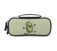 Rrtsmsgh Astuccio con corda che salta la frutta, grande capacità, piccola borsa per il trucco in pelle PU con cerniera e manico, astuccio portatile per ufficio, cosmetici
