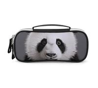 Rrtsmsgh Astuccio con testa di orso panda, grande capacità, piccola borsa per il trucco in pelle PU con cerniera e manico, astuccio portatile per ufficio e cosmetici