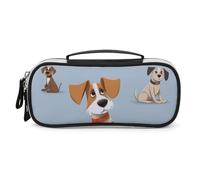 Rrtsmsgh Astuccio per matite a forma di cane, grande capacità, piccola borsa per il trucco in pelle PU con cerniera e manico, astuccio portatile per ufficio e cosmetici