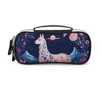 Rrtsmsgh Astuccio per matite con alpaca notte stellata, grande capacità, piccola borsa per il trucco in pelle PU con cerniera e manico, astuccio portatile per ufficio, cosmetici