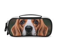 Rrtsmsgh Astuccio per matite con cane Beagle, grande capacità, piccola borsa per il trucco in pelle PU con cerniera e manico, astuccio portatile per ufficio, cosmetici