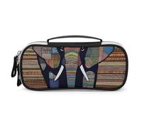 Rrtsmsgh Astuccio per matite con elefante africano, grande capacità, piccola borsa per il trucco in pelle PU con cerniera e manico, astuccio portatile per ufficio e cosmetici
