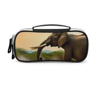 Rrtsmsgh Astuccio per matite con elefante africano, grande capacità, piccola borsa per il trucco in pelle PU con cerniera e manico, astuccio portatile per ufficio, cosmetici