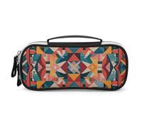 Rrtsmsgh Astuccio per matite con motivi nativi, grande capacità, piccola borsa per il trucco in pelle PU con cerniera e manico, astuccio portatile per ufficio e cosmetici