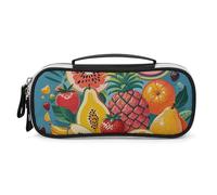 Rrtsmsgh Astuccio per matite con paradiso dei frutti tropicali, grande capacità, piccola borsa per il trucco in pelle PU con cerniera e manico, astuccio portatile per ufficio, cosmetici