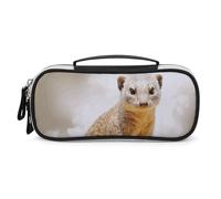 Rrtsmsgh Astuccio per matite con suricati selvatici, grande capacità, piccola borsa per il trucco in pelle PU con cerniera e manico, astuccio portatile per ufficio e cosmetici