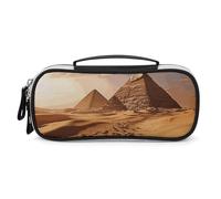 Rrtsmsgh Astuccio portamatite con piramide africana e deserto, grande capacità, piccola borsa per il trucco in pelle PU con cerniera e manico, astuccio portatile per ufficio e cosmetici