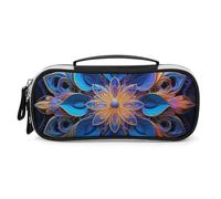 Rrtsmsgh Astuccio rettangolare con mandala grande capacità, piccola borsa per il trucco in pelle PU con cerniera e manico, astuccio portatile per ufficio e cosmetici