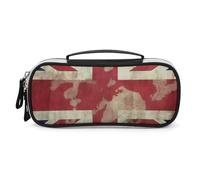 Rrtsmsgh Astuccio vintage con bandiera britannica, grande capacità, piccola borsa per il trucco in pelle PU con cerniera e manico, astuccio portatile per ufficio, cosmetici