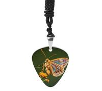 Rrtsmsgh Bella collana con plettro per chitarra a forma di ali di falena, per uomini e donne, in acciaio al titanio, ciondolo a forma di plettro, regalo per amanti della musica per chitarristi