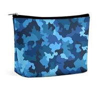 Rrtsmsgh Borsa blu di trucco di camuffamento per il sacchetto portatile di toilette di viaggio delle donne, borsa cosmetica del cuoio dell'unità di elaborazione con la