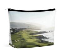Rrtsmsgh Borsa da trucco per campo da golf al mare per le donne Borsa da toilette portatile da viaggio, borsa cosmetica in pelle PU con cerniera