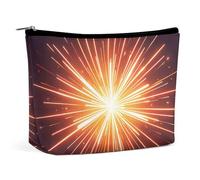 Rrtsmsgh Borsa di trucco 3D dei fuochi d'artificio di esplosione per le donne Sacchetto portatile di viaggio dell'articoli da toeletta, borsa cosmetica del cuoio dell'unità di elabor