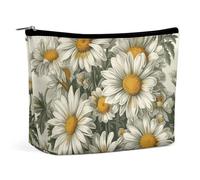 Rrtsmsgh Borsa di trucco della margherita dell'acquerello per il sacchetto portatile di toilette di viaggio delle donne, borsa cosmetica del cuoio dell'unità di elaborazione con la