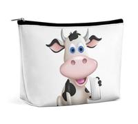 Rrtsmsgh Borsa di trucco della mucca del latte del fumetto per il sacchetto portatile dell'attrezzatura da toeletta di viaggio delle donne, borsa cosmetica del cuoio dell'