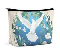 Rrtsmsgh Borsa di trucco della pace sulla terra per il sacchetto portatile di toilette di viaggio delle donne, borsa cosmetica del cuoio dell'unità di elaborazione con la chiusura lampo