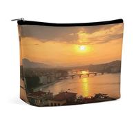 Rrtsmsgh Borsa di trucco di vista del tramonto per il sacchetto portatile di toilette di viaggio delle donne, borsa cosmetica del cuoio dell'unità di elaborazione con la