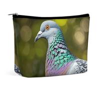 Rrtsmsgh Borsa di trucco grigia del piccione per il sacchetto portatile di toilette di viaggio delle donne, borsa cosmetica del cuoio dell'unità di elaborazione con la chiusura lampo