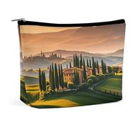 Rrtsmsgh Borsa di trucco toscana dell'Italia per il sacchetto portatile di toilette di viaggio delle donne, borsa cosmetica del cuoio dell'unità di elaborazione con la chiusura