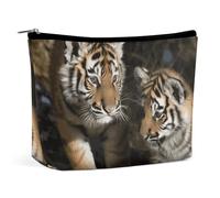Rrtsmsgh Borsa per trucco tigre siberiana per donna borsa da toilette portatile da viaggio, borsa cosmetica in pelle PU con cerniera