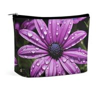 Rrtsmsgh Borsa viola di trucco della margherita per il sacchetto portatile di toilette di viaggio delle donne, borsa cosmetica del cuoio dell'unità di elaborazione con
