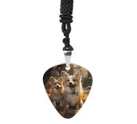 Rrtsmsgh Collana a forma di due corgis con plettro per chitarra, unisex, in acciaio al titanio, ciondolo a forma di plettro, regalo per amanti della musica, per chitarristi, musicisti, fan del rock