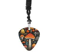 Rrtsmsgh Collana con ciondolo a forma di fungo colorato, per uomini e donne, in acciaio al titanio, ciondolo a forma di plettro, regalo per amanti della musica, per chitarristi, musicisti, fan del