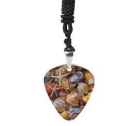 Rrtsmsgh Collana con ciondolo a forma di plettro per chitarra Sea Shell Treasures, unisex, in acciaio al titanio, regalo per amanti della musica, per chitarristi, musicisti, fan del rock