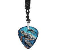 Rrtsmsgh Collana con ciondolo a forma di tartaruga marina, stile bohémien, per uomini e donne, in acciaio al titanio, ciondolo a forma di plettro, regalo per amanti della musica, per chitarristi