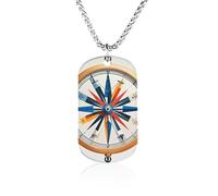 Rrtsmsgh Collana con ciondolo rettangolare in acciaio al titanio con bussola a vela marittima, collana a catena, gioiello regalo per uomini e donne