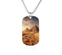 Rrtsmsgh Collana con ciondolo rettangolare in acciaio al titanio con ciondolo a forma di piramide africana, gioiello regalo per uomini e donne