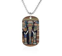 Rrtsmsgh Collana con ciondolo rettangolare in acciaio al titanio con elefante africano, collana a catena, gioiello regalo per uomini e donne