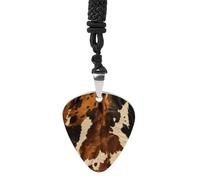 Rrtsmsgh Collana con plettro astratto in pelle di mucca, unisex, in acciaio al titanio, ciondolo a forma di plettro, regalo per amanti della musica, per chitarristi, musicisti, fan del rock