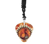 Rrtsmsgh Collana con plettro in acciaio al titanio, motivo Turchia davanti a foglie, per uomini e donne, regalo per gli amanti della musica, per chitarristi, musicisti, fan del rock