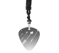 Rrtsmsgh Collana con plettro per chitarra a forma di freccia bianca, per uomini e donne, in acciaio al titanio, ciondolo a forma di plettro, regalo per gli amanti della musica, per chitarristi