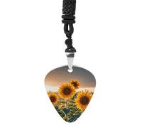 Rrtsmsgh Collana con plettro per chitarra a forma di girasoli in The Weeds, unisex, in acciaio al titanio, regalo per amanti della musica, per chitarristi, musicisti, fan del rock