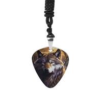 Rrtsmsgh Collana con plettro per chitarra con lupi e acchiappasogni, unisex, in acciaio al titanio, regalo per amanti della musica, per chitarristi, musicisti, fan del rock