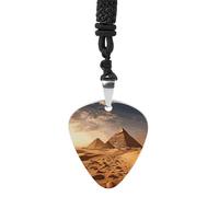 Rrtsmsgh Collana con plettro per chitarra del deserto dell'Africa, piramide, per uomini e donne, in acciaio al titanio, ciondolo a forma di plettro, regalo per gli amanti della musica, per chitarristi