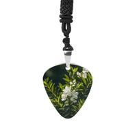 Rrtsmsgh Collana con plettro per chitarra in acciaio al titanio, con ramoscello verde naturale, per uomini e donne, regalo per gli amanti della musica, per chitarristi, musicisti, fan del rock