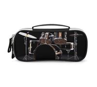 Rrtsmsgh Cool Drum Set Astuccio Grande Capacità, Piccola Borsa per Trucchi in Pelle PU con Cerniera e Maniglia, Astuccio Portatile per Ufficio Cosmetici
