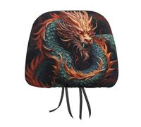 Rrtsmsgh Copri poggiatesta per auto, motivo drago cinese, universale, 28 x 26 cm, morbida ed elastica, confezione da 2 protezioni per poggiatesta auto, per donne e uomini
