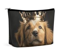 Rrtsmsgh Cucciolo con una borsa per il trucco della corona per le donne borsa da toilette portatile da viaggio, borsa cosmetica in pelle PU con cerniera