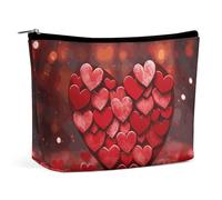 Rrtsmsgh Cuori Amore Makeup Bag per le donne Portatile Viaggio Toiletry Pouch, PU Leather Cosmetic Bag con Cerniera