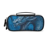 Rrtsmsgh Dragon Cool Blue Astuccio grande capacità, piccola borsa per il trucco in pelle PU con cerniera e manico, astuccio portatile per ufficio e cosmetici