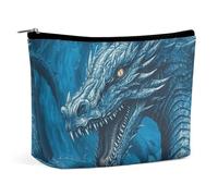 Rrtsmsgh Dragon Cool Blue Makeup Bag per le donne Portable Travel Toiletry Pouch, PU Leather Cosmetic Bag con cerniera