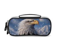 Rrtsmsgh Eagle - Astuccio grande capacità, piccola borsa per il trucco in pelle PU con cerniera e manico, astuccio portatile per ufficio e cosmetici