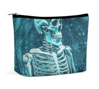 Rrtsmsgh Lo scheletro del sacchetto di trucco dello spazio di colore per le donne portatile viaggio Toiletry Bag, PU Leather Cosmetic Bag con cerniera