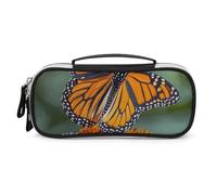 Rrtsmsgh Monarch Butterflies astuccio grande capacità, piccola borsa per il trucco in pelle PU con cerniera e manico, astuccio portatile per ufficio e cosmetici