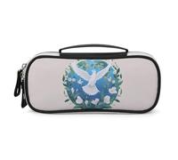 Rrtsmsgh Peace on Earth - Astuccio portamatite di grande capacità, in pelle PU, con cerniera e manico, astuccio portatile per ufficio e cosmetici